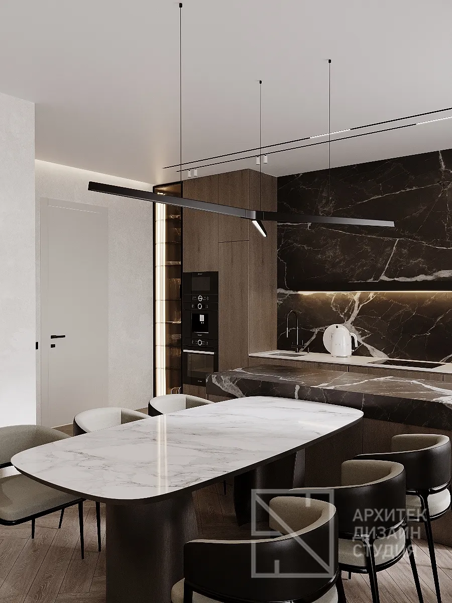 Дизайн интерьера квартиры в г. Абакан по ул. Авиаторов 1В/2 - Гостиная-кухня - Фото 5